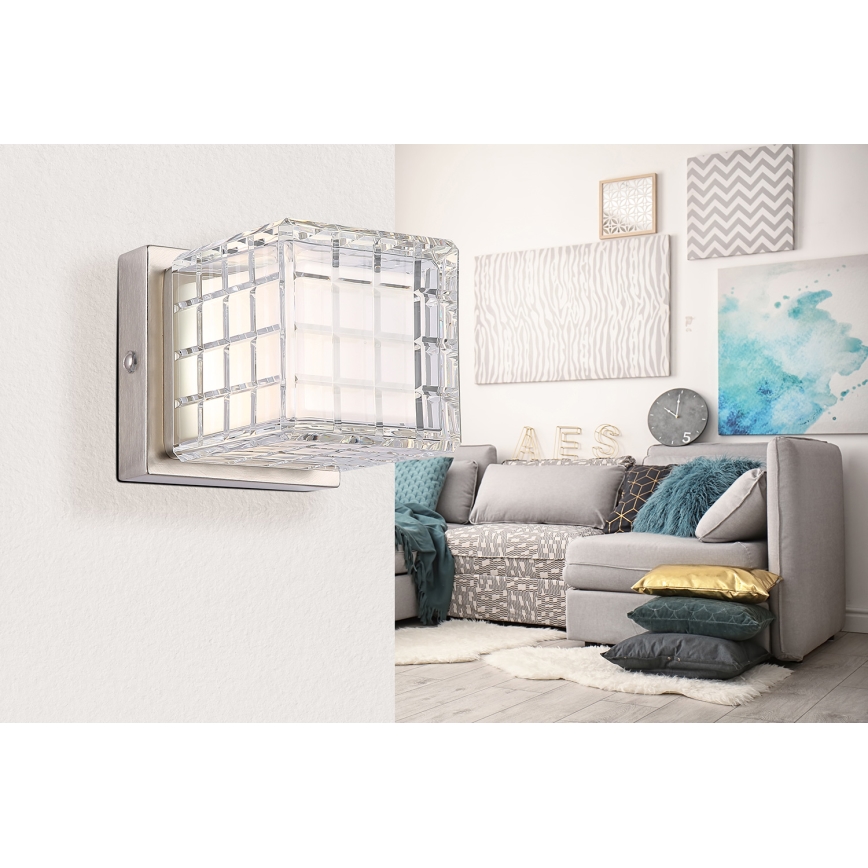Globo - LED Zatemnitvena namizna svetilka na dotik LED/2,5W/3,7V 2700K/4000K/6500K 1800 mAh USB mat krom