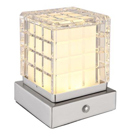 Globo - LED Zatemnitvena namizna svetilka na dotik LED/2,5W/3,7V 2700K/4000K/6500K 1800 mAh USB mat krom