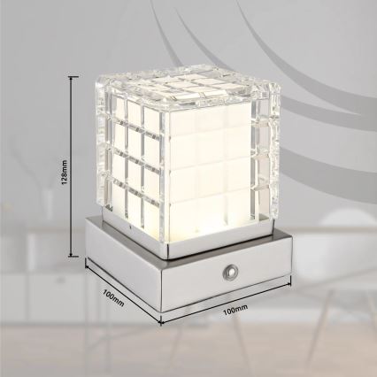 Globo - LED Zatemnitvena namizna svetilka na dotik LED/2,5W/3,7V 2700K/4000K/6500K 1800 mAh USB mat krom