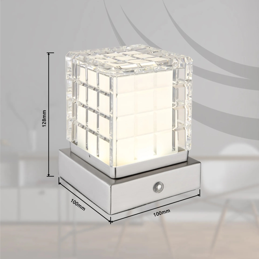Globo - LED Zatemnitvena namizna svetilka na dotik LED/2,5W/3,7V 2700K/4000K/6500K 1800 mAh USB mat krom