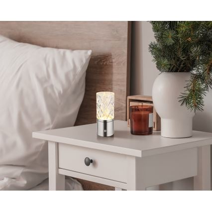 Globo - LED Zatemnitvena namizna svetilka na dotik LED/2,5W/3,7V 2700K/4000K/6500K 1800 mAh USB mat krom