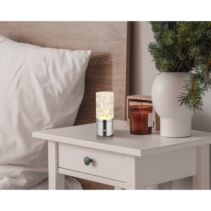 Globo - LED Zatemnitvena namizna svetilka na dotik LED/2,5W/3,7V 2700K/4000K/6500K 1800 mAh USB mat krom
