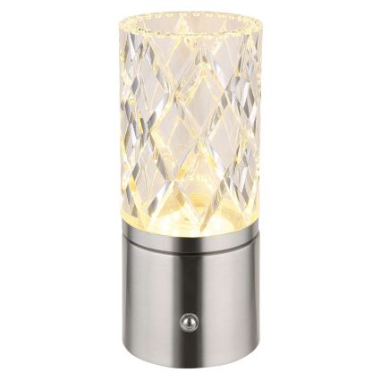 Globo - LED Zatemnitvena namizna svetilka na dotik LED/2,5W/3,7V 2700K/4000K/6500K 1800 mAh USB mat krom
