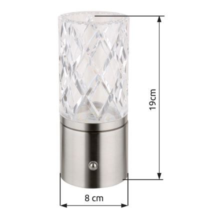 Globo - LED Zatemnitvena namizna svetilka na dotik LED/2,5W/3,7V 2700K/4000K/6500K 1800 mAh USB mat krom