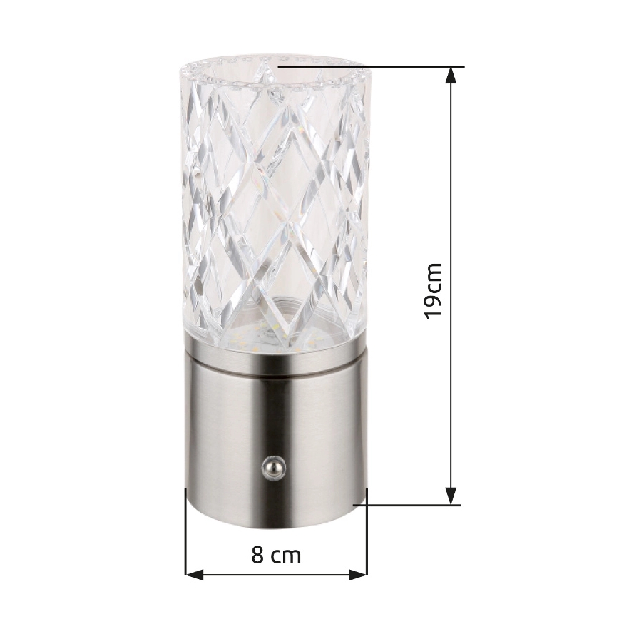 Globo - LED Zatemnitvena namizna svetilka na dotik LED/2,5W/3,7V 2700K/4000K/6500K 1800 mAh USB mat krom