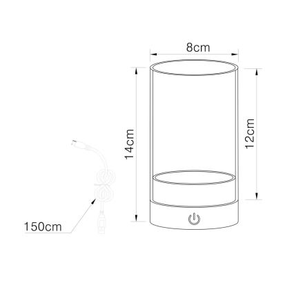 Globo - LED Zunanja zatemnitvena polnilna namizna svetilka na dotik LED/2W/3,7V 2700/4000/6500K 1200mAh IP44 bež