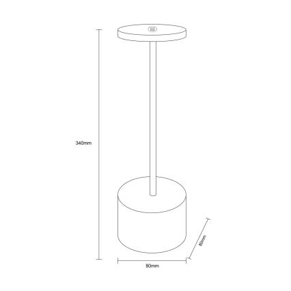 Globo - LED Zatemnitvena namizna svetilka na dotik LED/1,2W/3,7V 2000K/3500K/7000K 1200 mAh USB črna