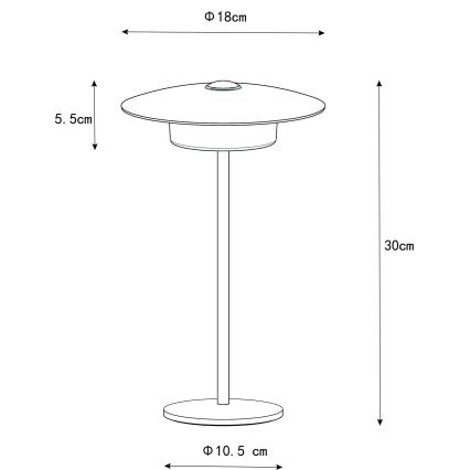 Globo 21024G-LED Polnilna namizna svetilka na dotik KYLER LED/3W/3,7V 1800/2700/3000K siva