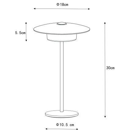 Globo 21024W-LED Polnilna namizna svetilka na dotik KYLER LED/3W/3,7V 1800/2700/3000K bela