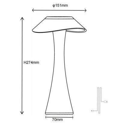 Globo - LED Zatemnitvena polnilna namizna svetilka LED/2,5W/3,7V 1200mAh 2700K/4500K/6500K zlata