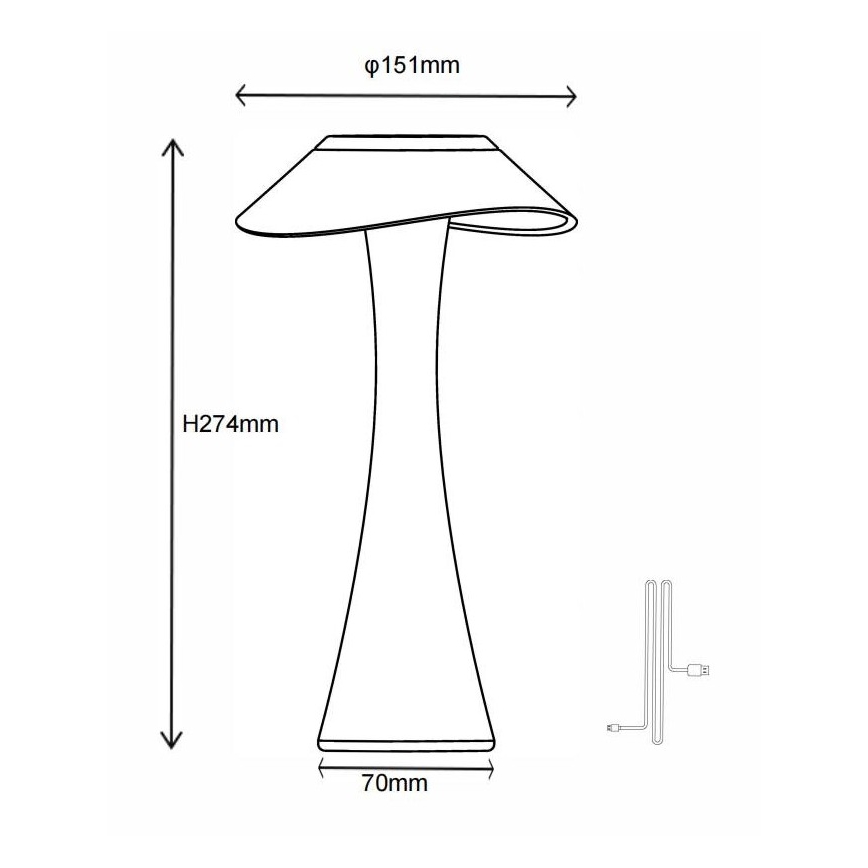 Globo - LED Zatemnitvena polnilna namizna svetilka LED/2,5W/3,7V 1200mAh 2700K/4500K/6500K zlata