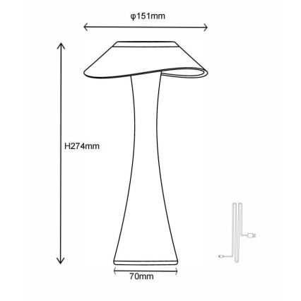 Globo - LED Zatemnitvena polnilna namizna svetilka LED/2,5W/3,7V 1200mAh 2700K/4500K/6500K bela