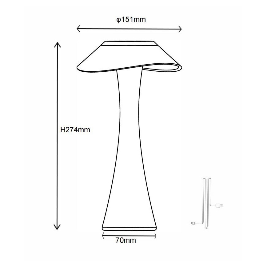 Globo - LED Zatemnitvena polnilna namizna svetilka LED/2,5W/3,7V 1200mAh 2700K/4500K/6500K bela