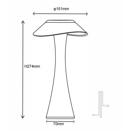 Globo - LED Zatemnitvena polnilna namizna svetilka LED/2,5W/3,7V 1200mAh 2700K/4500K/6500K črna