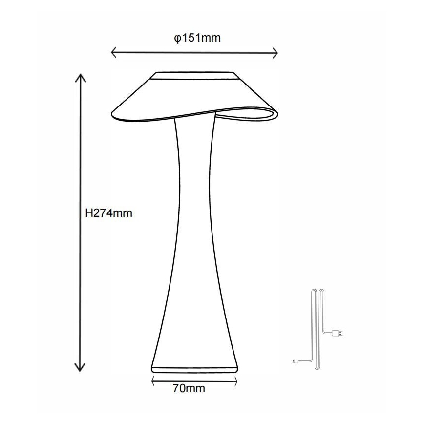 Globo - LED Zatemnitvena polnilna namizna svetilka LED/2,5W/3,7V 1200mAh 2700K/4500K/6500K črna