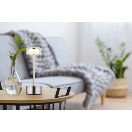 Globo - LED Zatemnitvena polnilna namizna svetilka na dotik LED/2,5W/3,7V 2700/4000/6500K 1800mAh mat krom