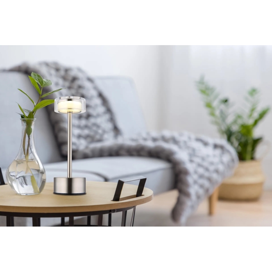 Globo - LED Zatemnitvena polnilna namizna svetilka na dotik LED/2,5W/3,7V 2700/4000/6500K 1800mAh mat krom