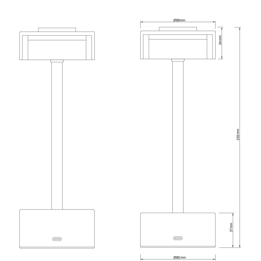 Globo - LED Zatemnitvena polnilna namizna svetilka na dotik LED/2,5W/3,7V 2700/4000/6500K 1800mAh črna