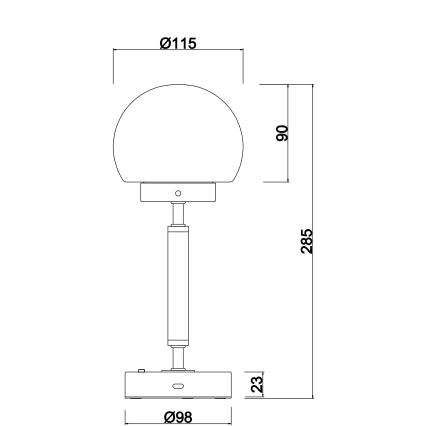 Globo - LED Zatemnitvena polnilna namizna svetilka na dotik LED/2,5W/5V 1800mAh 2700/4000/6500K medenina