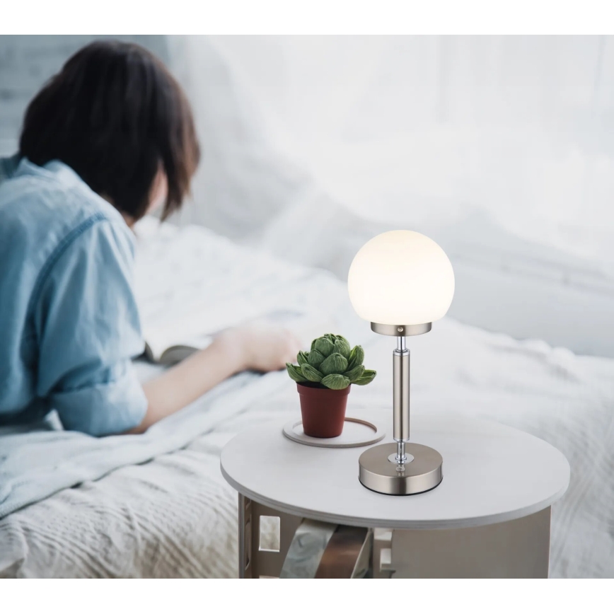 Globo - LED Zatemnitvena polnilna namizna svetilka na dotik LED/2,5W/5V 1800mAh 2700/4000/6500K mat krom