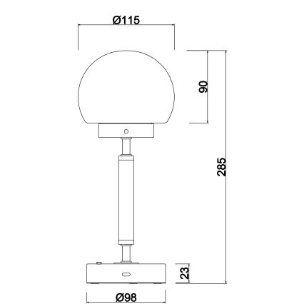 Globo - LED Zatemnitvena polnilna namizna svetilka na dotik LED/2,5W/5V 1800mAh 2700/4000/6500K mat krom