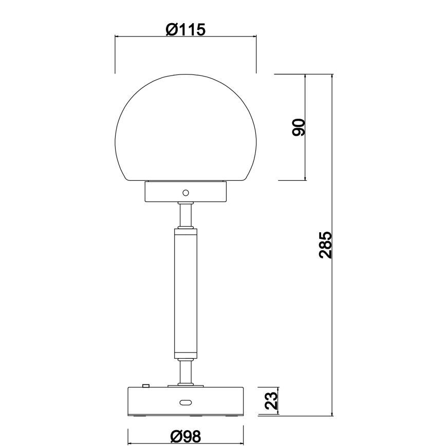 Globo - LED Zatemnitvena polnilna namizna svetilka na dotik LED/2,5W/5V 1800mAh 2700/4000/6500K mat krom