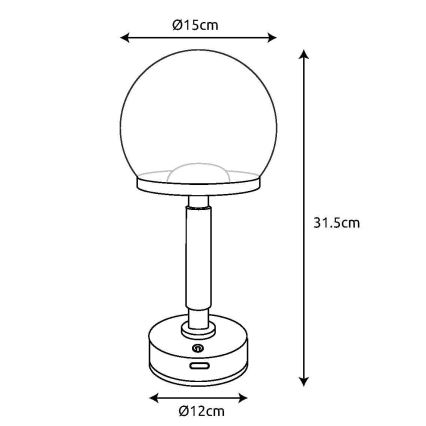 Globo - LED Zatemnitvena polnilna namizna svetilka na dotik LED/2,5W/5V 1800mAh 2700/4000/6500K Rosegold