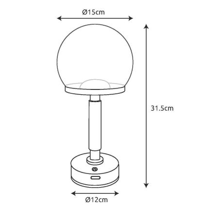 Globo - LED Zatemnitvena polnilna namizna svetilka na dotik LED/2,5W/5V 1800mAh 2700/4000/6500K črna