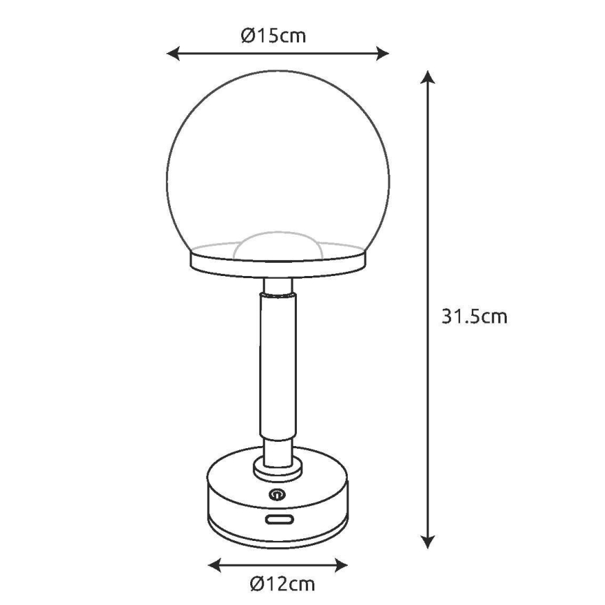 Globo - LED Zatemnitvena polnilna namizna svetilka na dotik LED/2,5W/5V 1800mAh 2700/4000/6500K črna