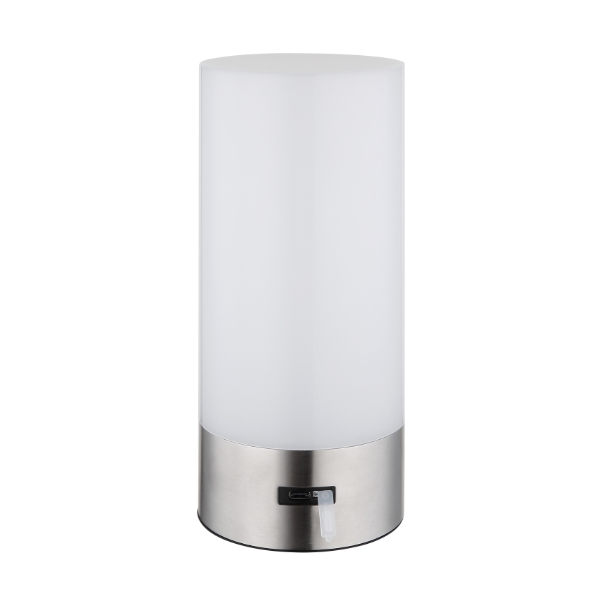 Globo - LED RGBW zatemnitvena na dotik za zunanjo uporabo, namizna svetilka LED/1,8W/5V 1500 mAh IP44 mat krom
