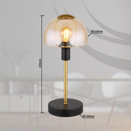Globo - Miza na dotik svetilka 1xE14/25W/230V črna/zlata