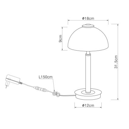 Globo - LED namizna svetilka na dotik, z nastavljivo svetlostjo, LED/7W/230V, 3000K, mat krom