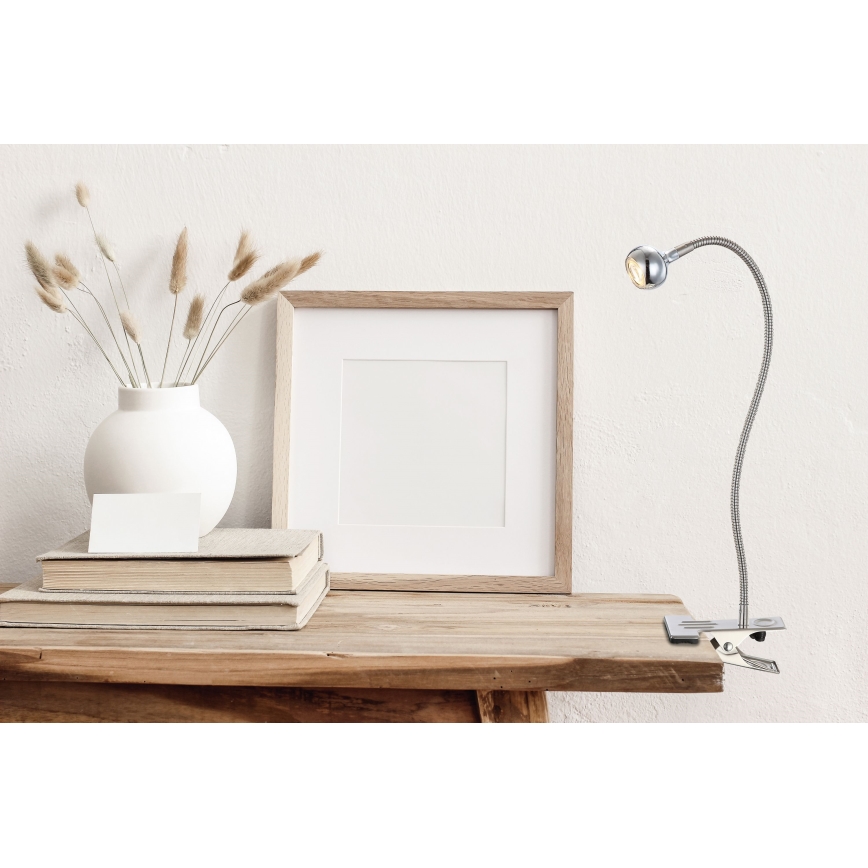 Globo - LED fleksibilna svetilka s sponko LED/3W/230V matni krom