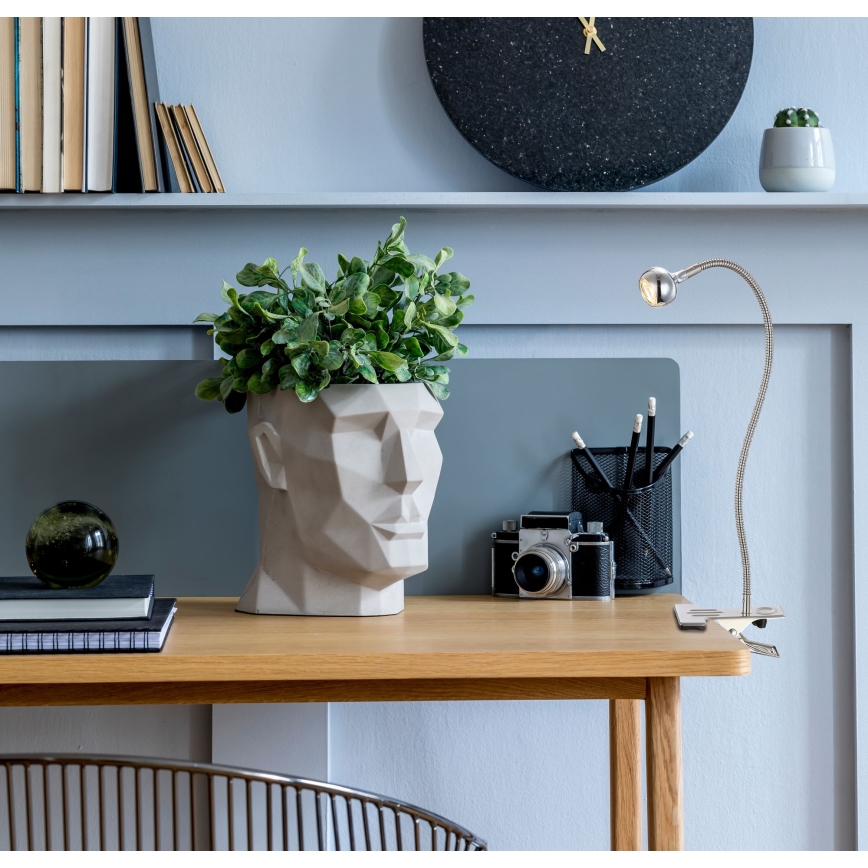 Globo - LED fleksibilna svetilka s sponko LED/3W/230V matni krom