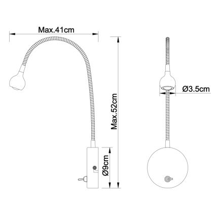 Globo - LED Fleksibilna mala svetilka LED/3W/230V sijajni krom