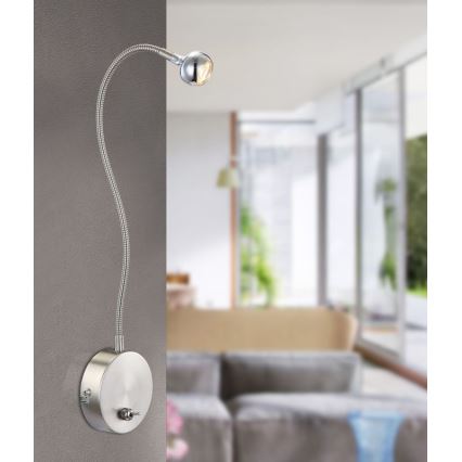 Globo - LED fleksibilna namizna svetilka LED/3W/230V sijajni krom