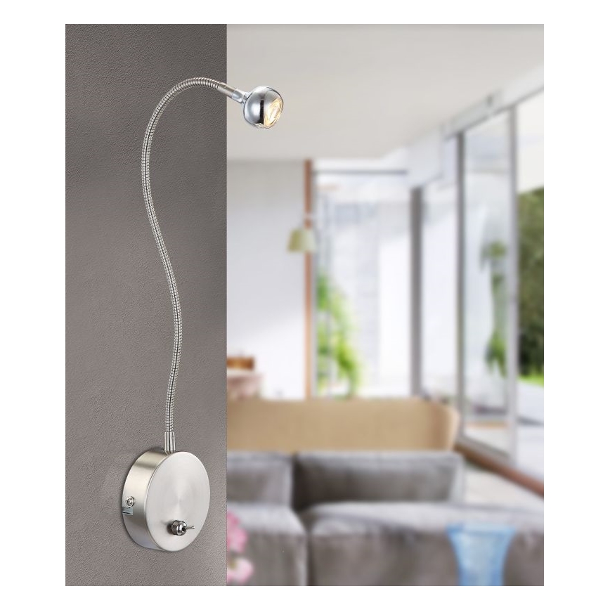 Globo - LED fleksibilna namizna svetilka LED/3W/230V sijajni krom