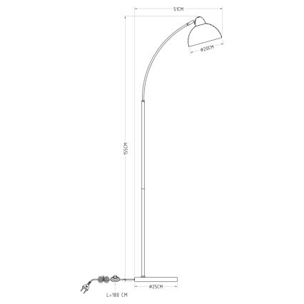 GLOBO 24703SR - Stoječa svetilka ANITA 1xE27/40W/230V