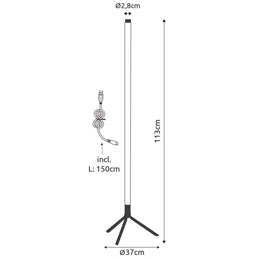 Globo - LED RGB Zatemnitvena talna svetilka LED/7W/5V + Daljinski upravljalnik