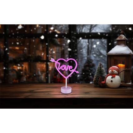 Globo - LED Neonska miza dekoracija LED/2W/3xAA heart