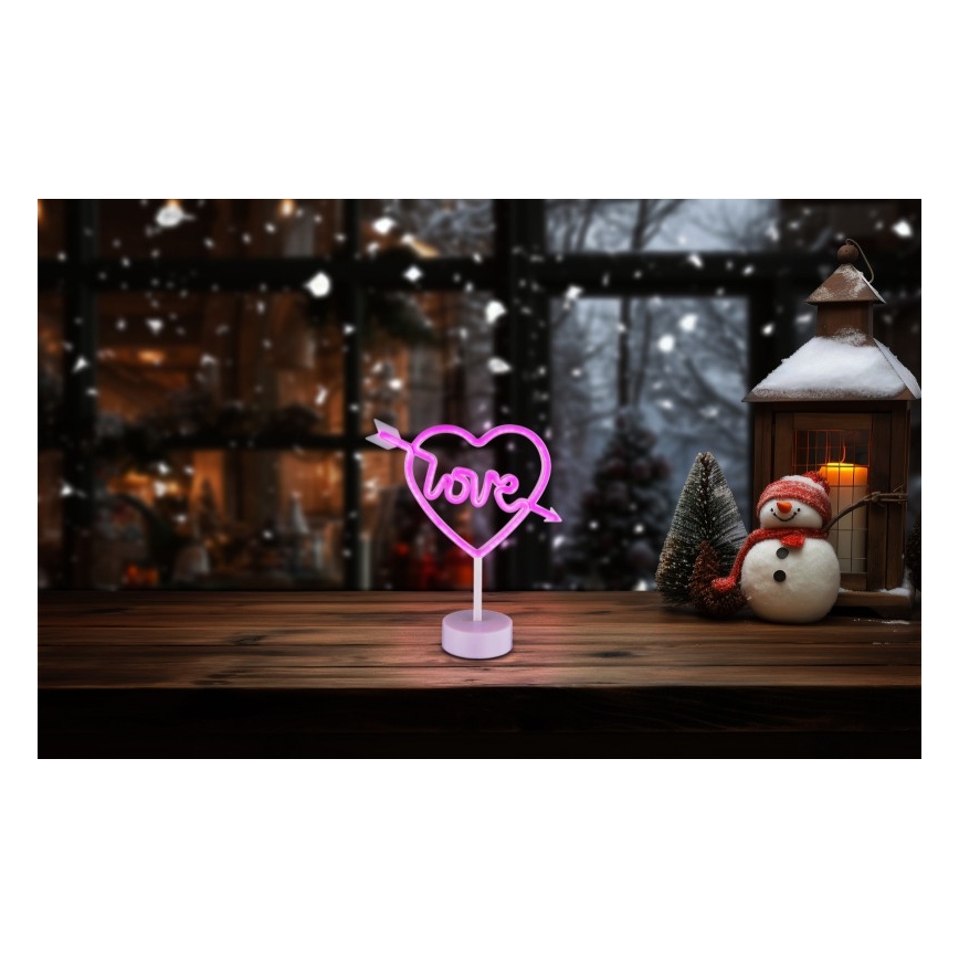 Globo - LED Neonska miza dekoracija LED/2W/3xAA heart