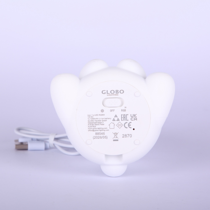 Globo - LED RGBW zatemnjevalna polnilna otroška nočna lučka LED/1W/5V 1200 mAh medved