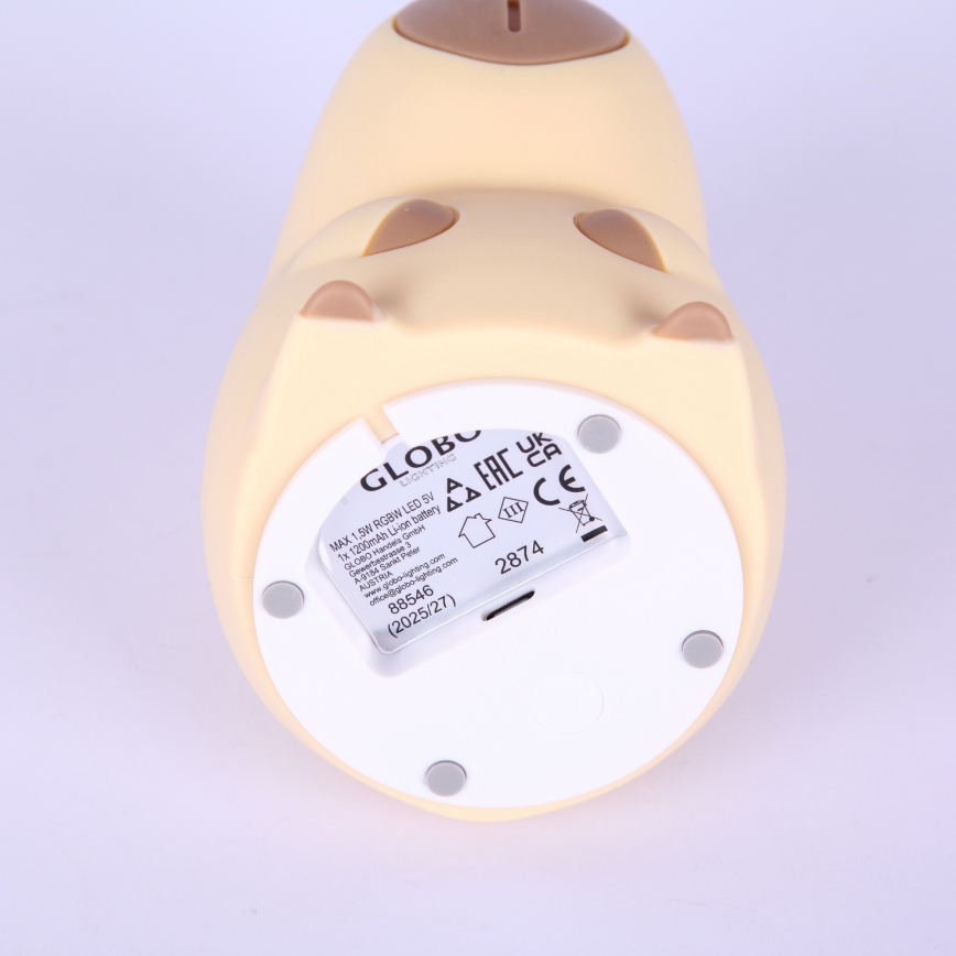 Globo - LED RGBW zatemnjevalna polnilna otroška nočna lučka LED/1,5W/5V 1200 mAh kapibara