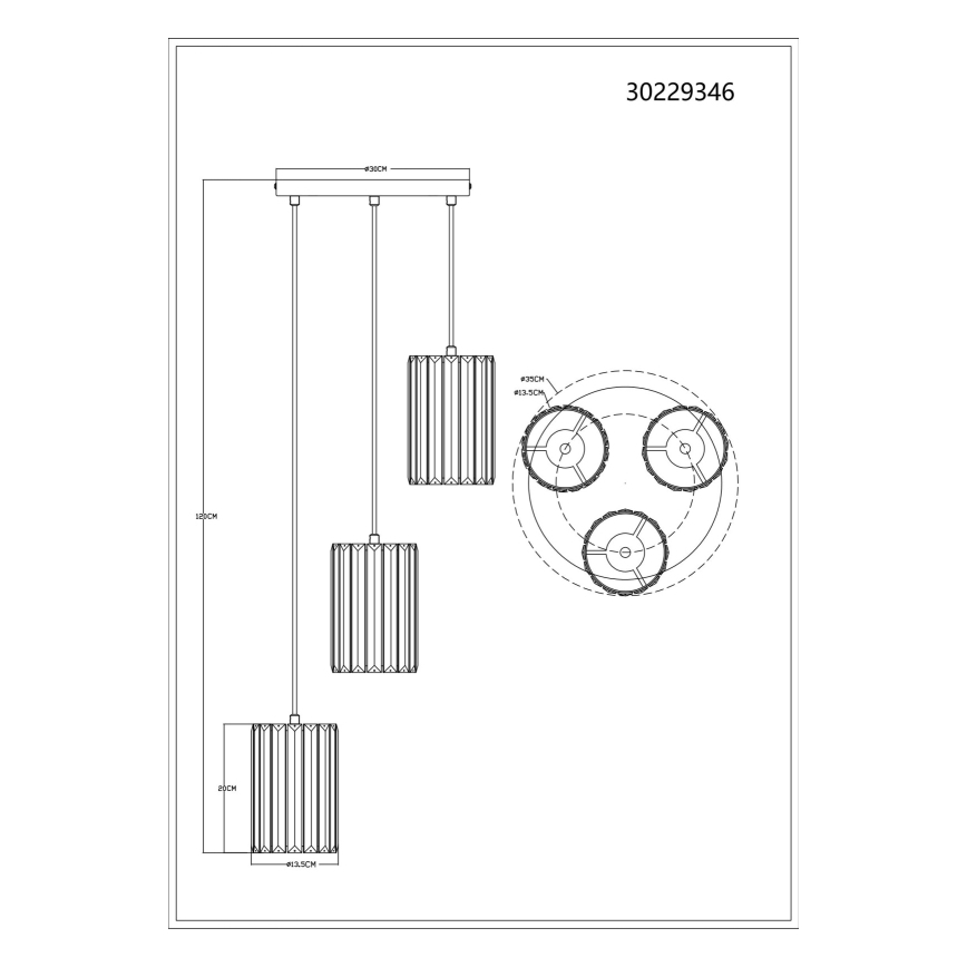 Globo - Lestenec na vrvici 3xE27/60W/230V pr. 35 cm