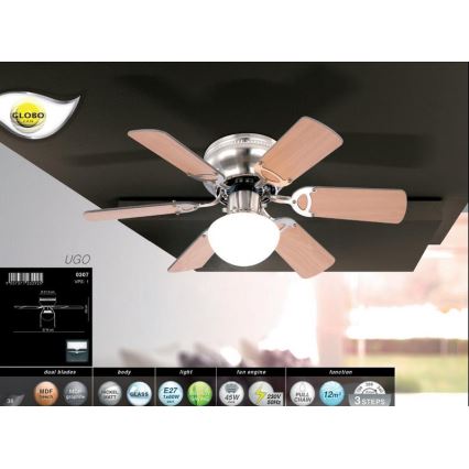 GLOBO 0307 - Stropni ventilator UGO 1xE27/60W/230V