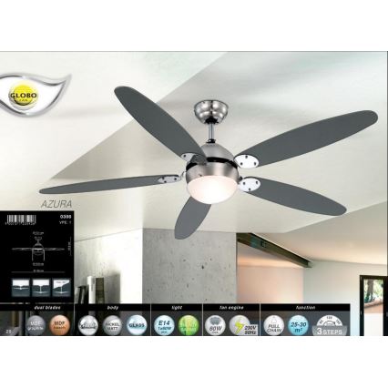 GLOBO 0308 - Stropni ventilator AZURA 1xE14/60W/230V