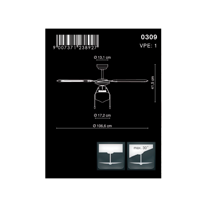 Globo - Stropni ventilator 1xE27/60W/230V