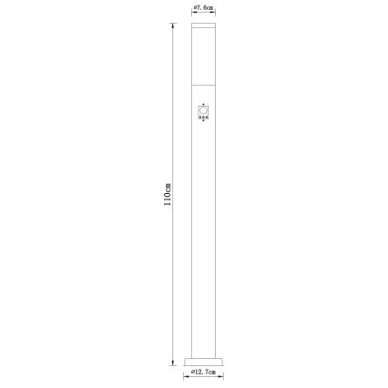 Globo - Zunanja senzorska svetilka 1xE27/60W/230V 110 cm IP44