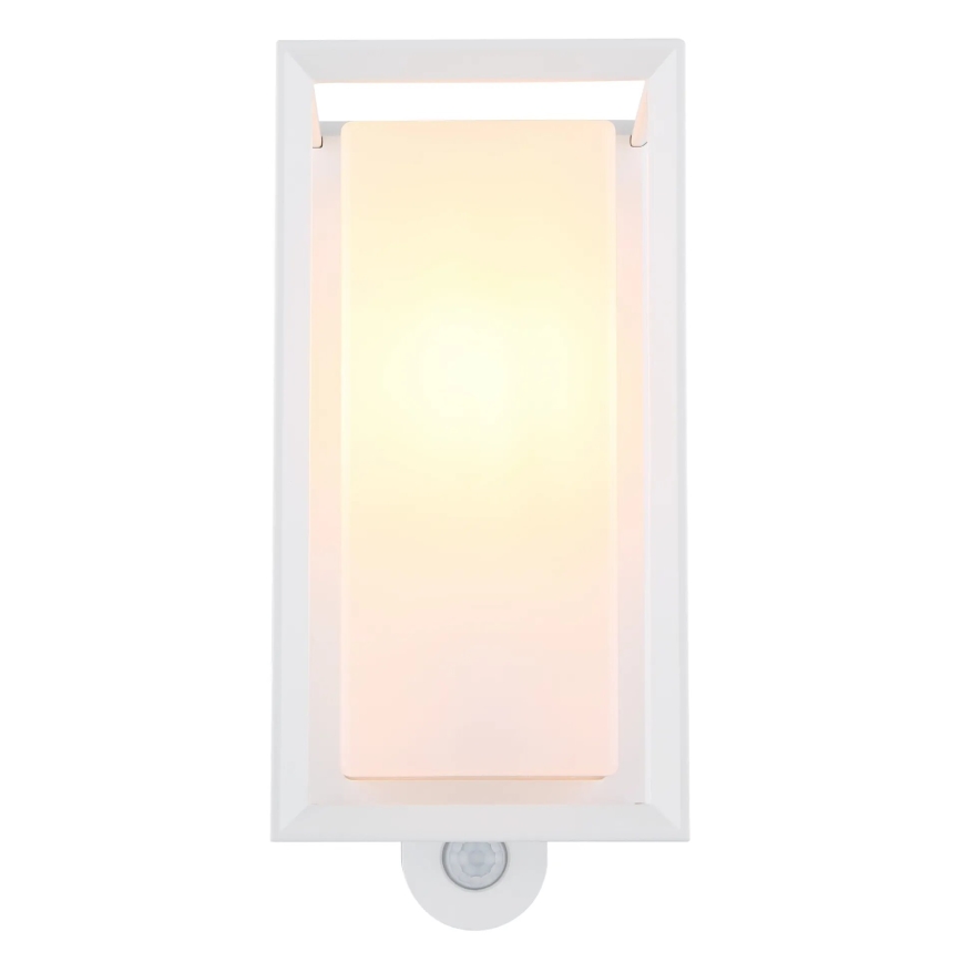 Globo 31982WS - Zunanja stenska svetilka s senzorjem LOGANA 1xE27/60W/230V IP44 bela