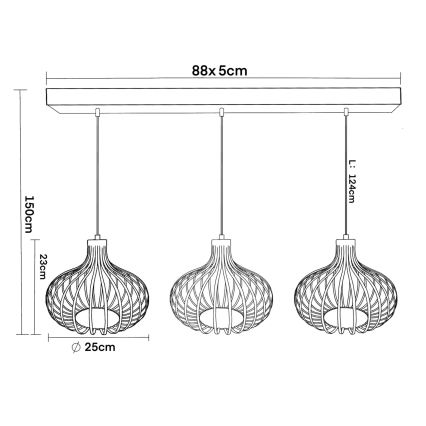 Globo - Lestenec na kablu 3xE27/40W/230V bež